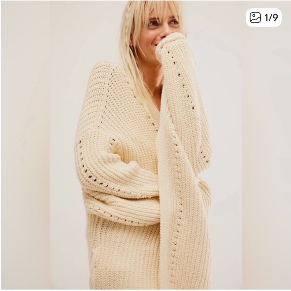 NWT Free People Nightingale Cardigan Cream Size Large